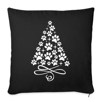 Pattes de chien pattes de chat arbre de Noël animal de compagnie - Housse de coussin décorative 45 x 45 cm - noir - Devant