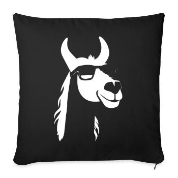 Lustiges Alpaka mit Sonnenbrille Coole Alpakas - Sofakissenbezug 45 x 45 cm - Schwarz - Vorne