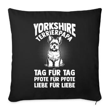 Chien Chien Papa Papa Yorkshirepapa Yorkshire Terri - Housse de coussin décorative 45 x 45 cm - noir - Devant