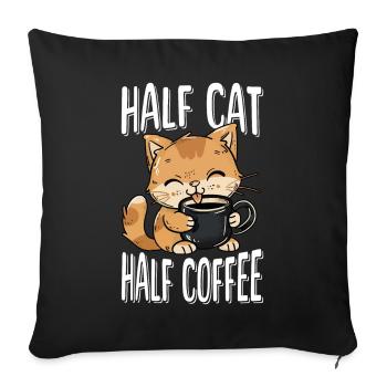 Cat Coffee Cat Lover Coffee Lover - Sofa pillowcase 17,3'' x 17,3'' (45 x 45 cm) - black - Front