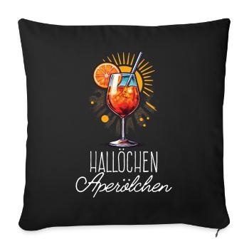 Hallöchen Aperölchen Cocktail Sommerparty Shirt - Sofakissenbezug 45 x 45 cm - Schwarz - Vorne