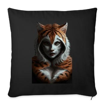 Wilder Dschungel Tiger Geist Fantasy Kunstwerk - Sofakissenbezug 45 x 45 cm - Schwarz - Vorne