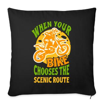 Dirt Biker Riding CHooses The Scenic Dirt Bike - Sofa pillowcase 17,3'' x 17,3'' (45 x 45 cm) - black - Front