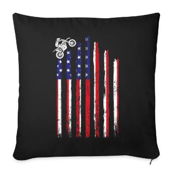 Dirtbike Rider US Flag MX Motocross Supercross - Sofakissenbezug 45 x 45 cm - Schwarz - Vorne