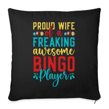 Jeu de bingo Fière épouse d’un joueur de bingo - Housse de coussin décorative 45 x 45 cm - noir - Devant