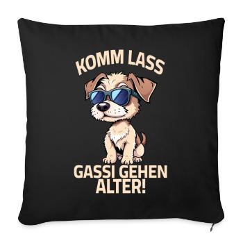 Chien Propriétaire de chien - Allez, on va faire une promenade Age - Housse de coussin décorative 45 x 45 cm - noir - Devant