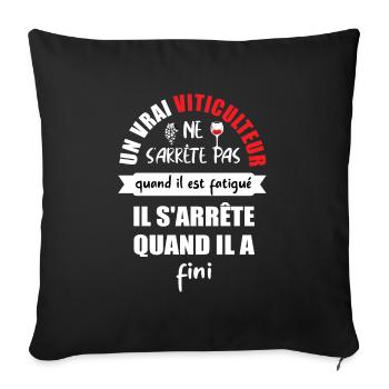 Un vrai viticulteur ne s'arrête pas t-shirt - Housse de coussin décorative 45 x 45 cm - noir - Devant