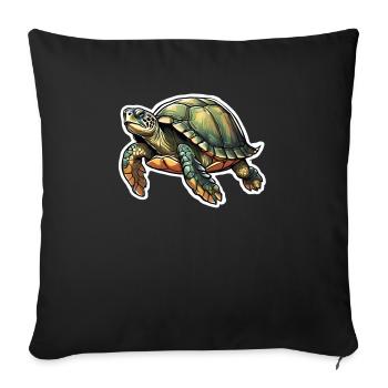 Tortue de mer vivante - Housse de coussin décorative 45 x 45 cm - noir - Devant