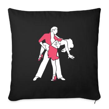 Dancing Silhouette Couple Dancers Romantic Dance - Sofa pillowcase 17,3'' x 17,3'' (45 x 45 cm) - black - Front