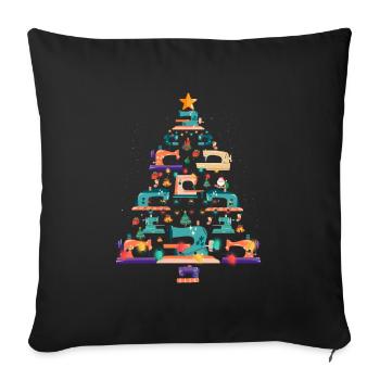 Christmas Sewing Machine Xmas Tree Quilter Lover - Sofa pillowcase 17,3'' x 17,3'' (45 x 45 cm) - black - Front
