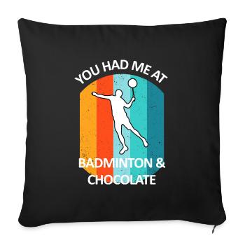 Badminton Badminton Badminton Player Chocolat - Housse de coussin décorative 45 x 45 cm - noir - Devant