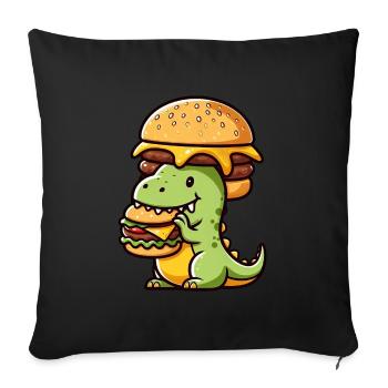 Bizarre Dino T-Rex Hamburger Fast Food - Sofa pillowcase 17,3'' x 17,3'' (45 x 45 cm) - black - Front