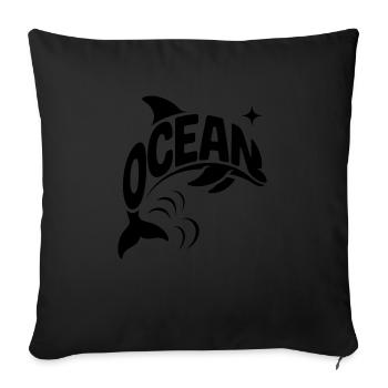 Ocean - Cool Dolphin Ocean Logo - Sofa pillowcase 17,3'' x 17,3'' (45 x 45 cm) - black - Front