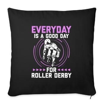 Roller derby - Housse de coussin décorative 45 x 45 cm - noir - Devant