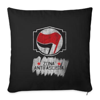 antifa zona antifascista - Sofa pillowcase 17,3'' x 17,3'' (45 x 45 cm) - black - Front