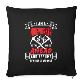 Fosse de houe de pelle minière - Housse de coussin décorative 45 x 45 cm - noir - Devant