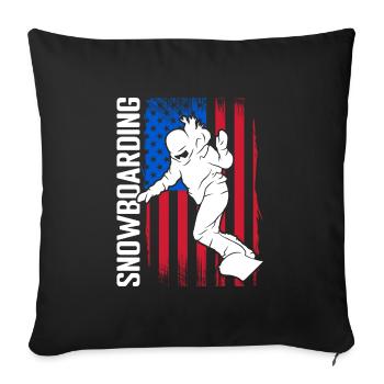 Snowboarder Snow Ski Holiday Pistensau - Housse de coussin décorative 45 x 45 cm - noir - Devant