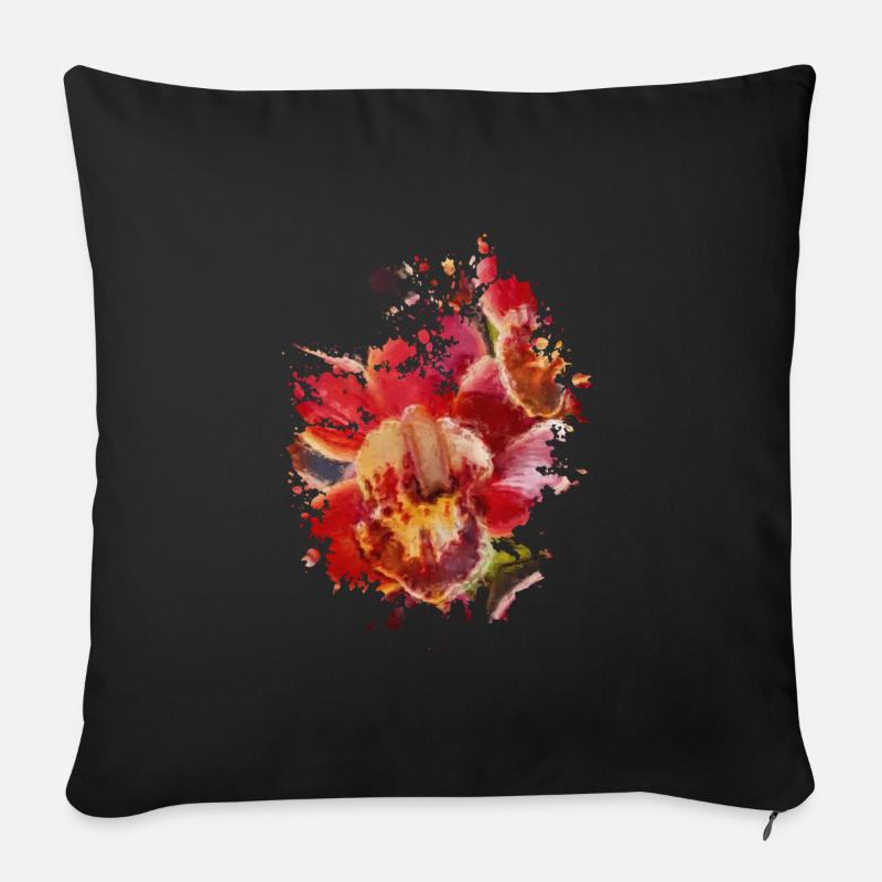 Blume - Sofakissenbezug 45 x 45 cm - Schwarz