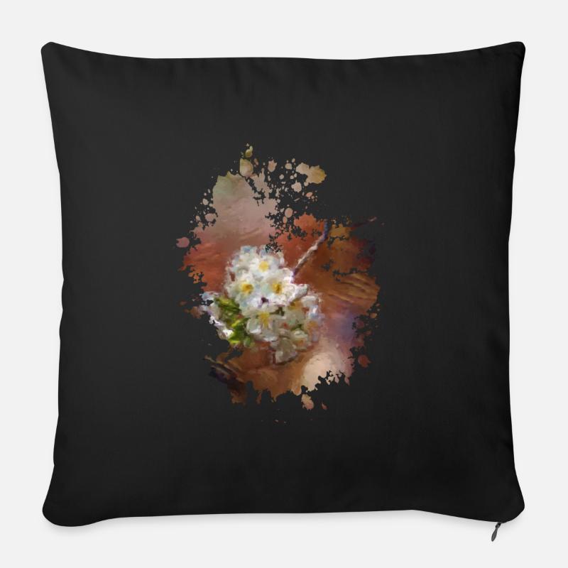 Blume - Sofakissenbezug 45 x 45 cm - Schwarz
