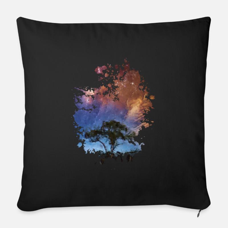 Baum bei Nacht - Sofakissenbezug 45 x 45 cm - Schwarz