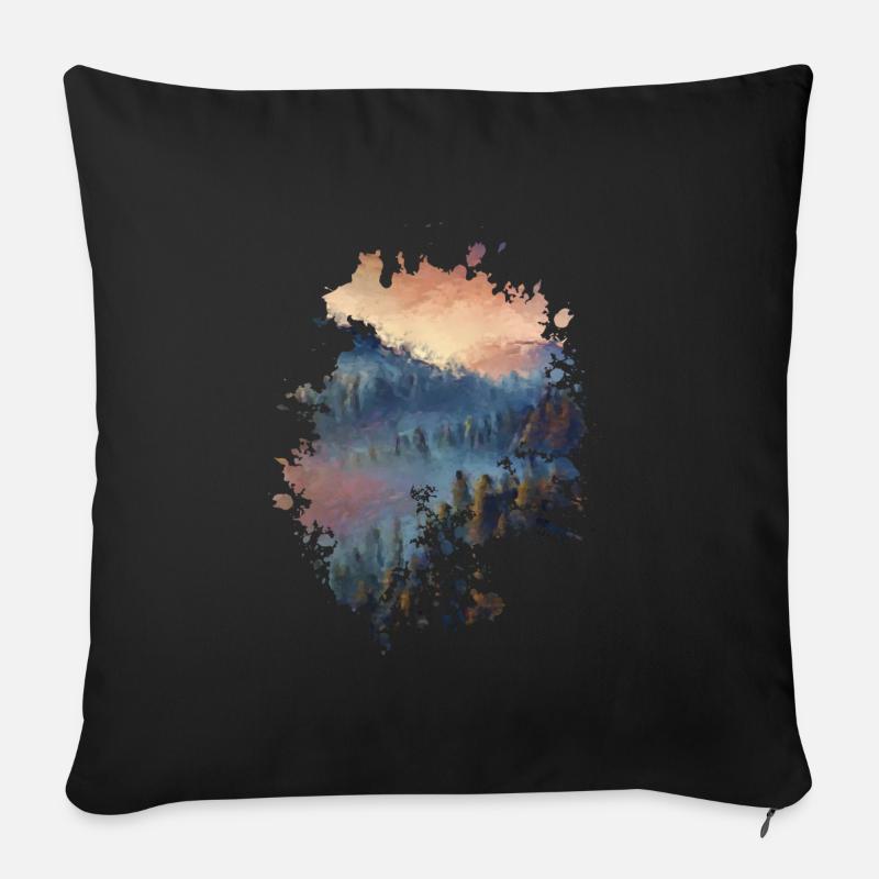 Landschaft - Sofakissenbezug 45 x 45 cm - Schwarz