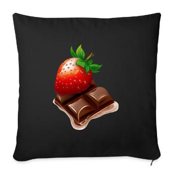 Chocolat fondu aux fraises - Dessert sucré des - Housse de coussin décorative 45 x 45 cm - noir - Devant