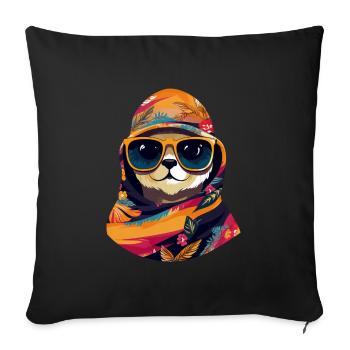 Cool water marten with headscarf and sunglasses - Sofa pillowcase 17,3'' x 17,3'' (45 x 45 cm) - black - Front
