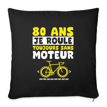 vélo 80 ans anniversaire - Housse de coussin décorative 45 x 45 cm - noir - Devant
