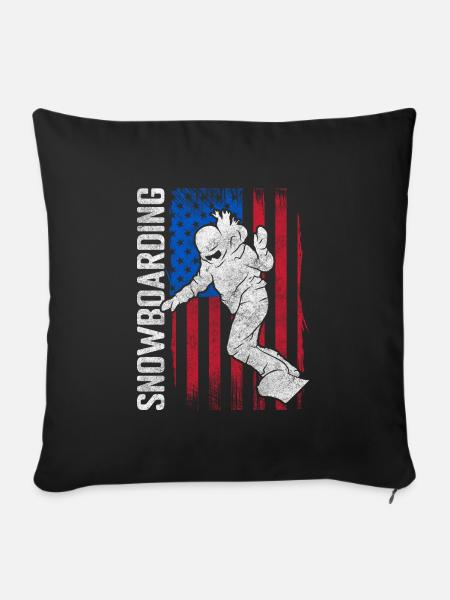 Snowboarder Board Wintersport Winterurlaub - Sofakissenbezug 45 x 45 cm - Schwarz