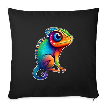 Cute little chameleon - Sofa pillowcase 17,3'' x 17,3'' (45 x 45 cm) - black - Front
