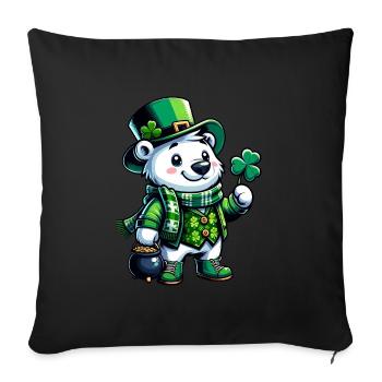 Conception de bande dessinée d’ours polaire de Saint-Patrick - Housse de coussin décorative 45 x 45 cm - noir - Devant