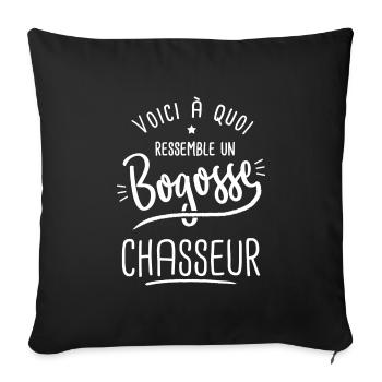 chasse Bogosse chasseur marrant papa chasseur - Housse de coussin décorative 45 x 45 cm - noir - Devant