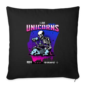 Anti-Unicorn Skull // I Love Unicorns FS0231 - Sofa pillowcase 17,3'' x 17,3'' (45 x 45 cm) - black - Front
