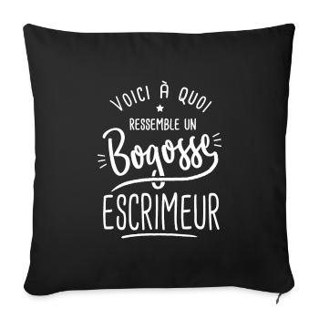 escrime Bogosse escrimeur escrime - Housse de coussin décorative 45 x 45 cm - noir - Devant