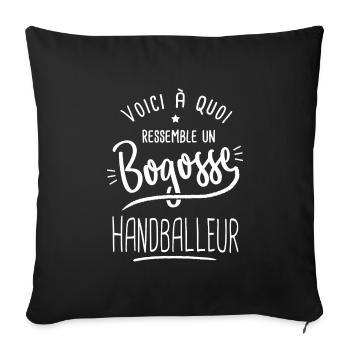 Handball Bogosse handballeur joueur de handball - Housse de coussin décorative 45 x 45 cm - noir - Devant
