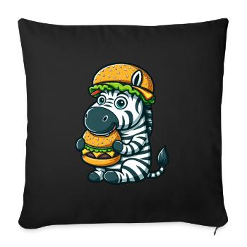 Hamburger zébré fantaisiste Cheeseburger - Housse de coussin décorative 45 x 45 cm - noir - Devant