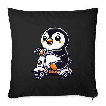 Whimsical Penguin Scooter Moped Funny Funny - Sofa pillowcase 17,3'' x 17,3'' (45 x 45 cm) - black - Front