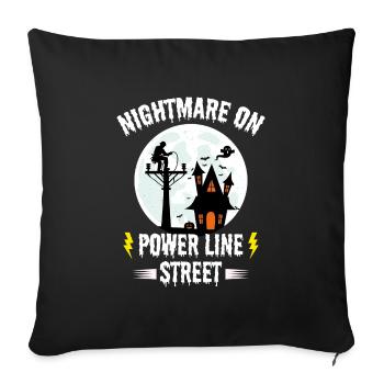 Nightmare on Power Line Street – Lineman Halloween - Sofa pillowcase 17,3'' x 17,3'' (45 x 45 cm) - black - Front