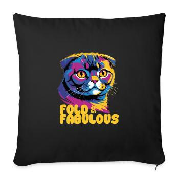 Fold & Fabulous — Scottish Fold Cat Design - Housse de coussin décorative 45 x 45 cm - noir - Devant