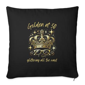 50e anniversaire : doré, scintillant et fabuleux - Housse de coussin décorative 45 x 45 cm - noir - Devant