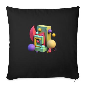 .3D - Sofa pillowcase 17,3'' x 17,3'' (45 x 45 cm) - black - Front