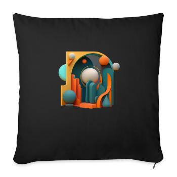 .3D - Sofa pillowcase 17,3'' x 17,3'' (45 x 45 cm) - black - Front