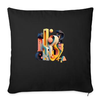 .3D - Sofa pillowcase 17,3'' x 17,3'' (45 x 45 cm) - black - Front
