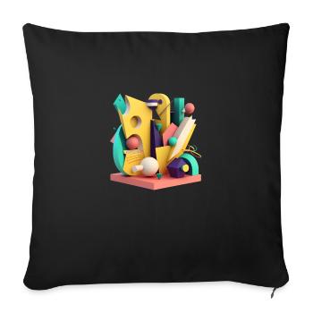 .3D - Sofa pillowcase 17,3'' x 17,3'' (45 x 45 cm) - black - Front