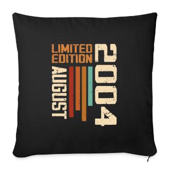 Aout 2004 Cadeau Anniversaire Août 2004 August - Housse de coussin décorative 45 x 45 cm - noir - Devant