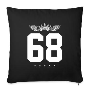 68 Zahl Krone - Sofakissenbezug 45 x 45 cm - Schwarz - Vorne