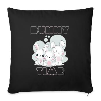 Bunny Time Rabbit Rabbits Graphique amusant - Housse de coussin décorative 45 x 45 cm - noir - Devant