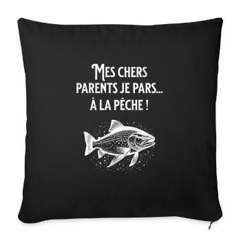 pêche humour - Housse de coussin décorative 45 x 45 cm - noir - Devant