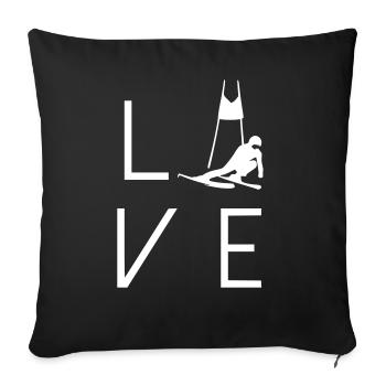 Love Ski Slalom - Sofakissenbezug 45 x 45 cm - Schwarz - Vorne
