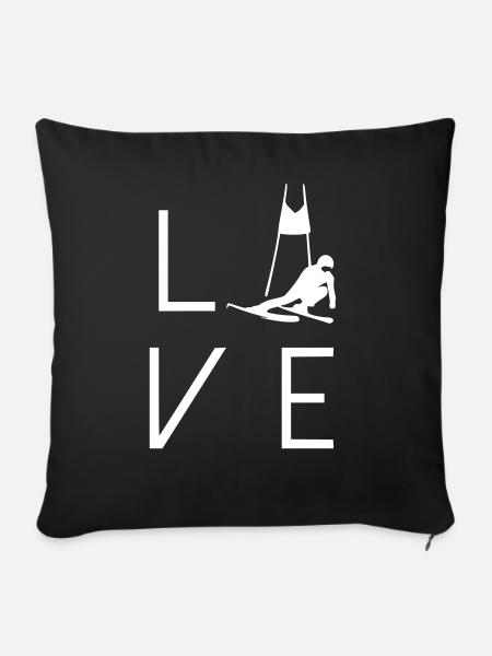 Love Ski Slalom - Sofakissenbezug 45 x 45 cm - Schwarz